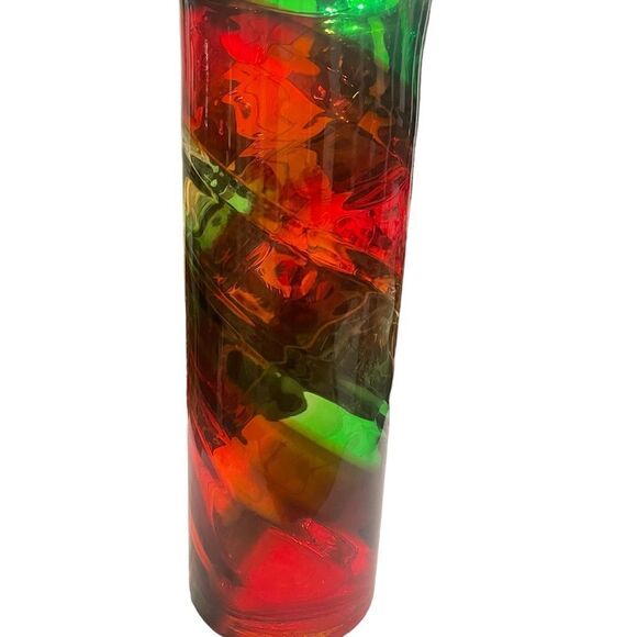 WOW Hand Blown Art Glass Vase Vibrate Red and Green It’s A Beauty - Picture 1 of 8
